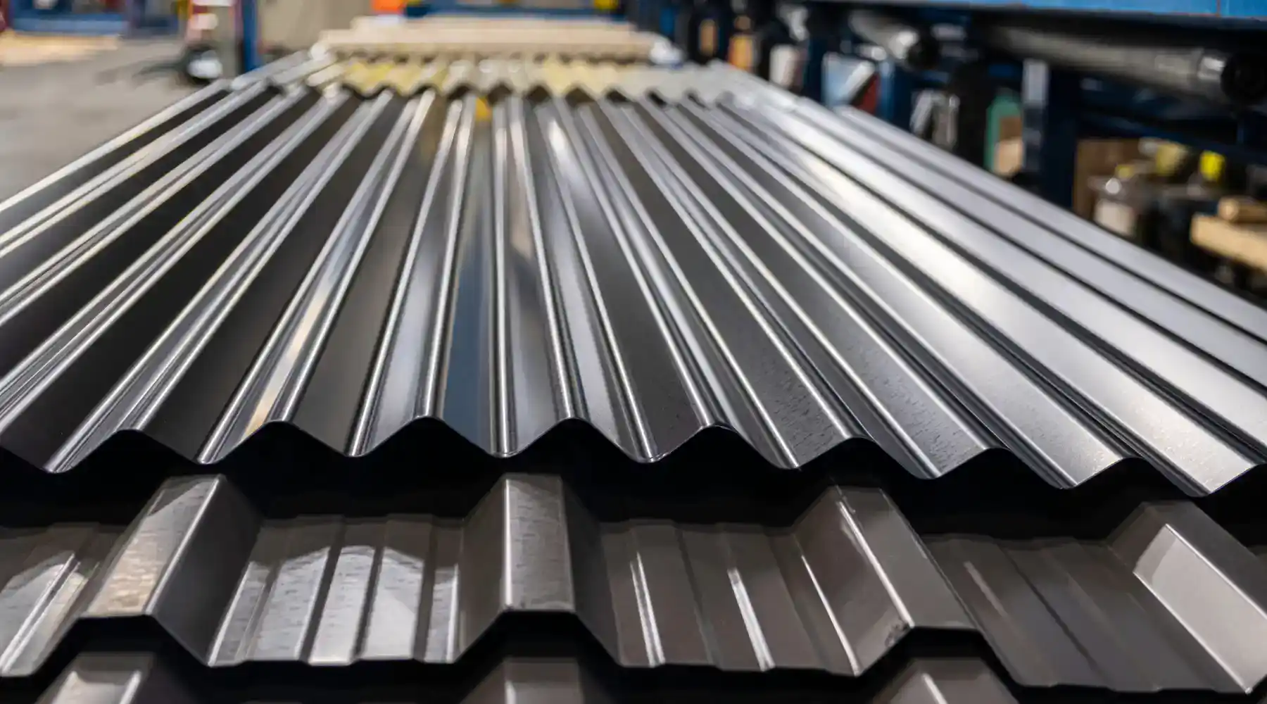 metal roof deck installation panels organized in a pile